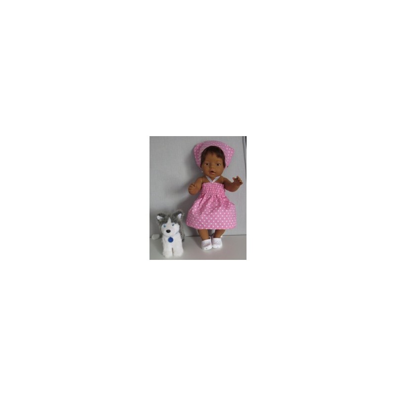 smokjurk setje roze met hartjes baby born 43cm