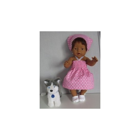 smokjurk setje roze met hartjes baby born 43cm