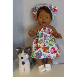 smokjurk setje gekleurde vissen baby born 43cm