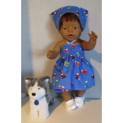 smokjurk setje blauw met vossen baby born 43cm