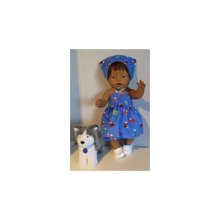 smokjurk setje blauw met vossen baby born 43cm