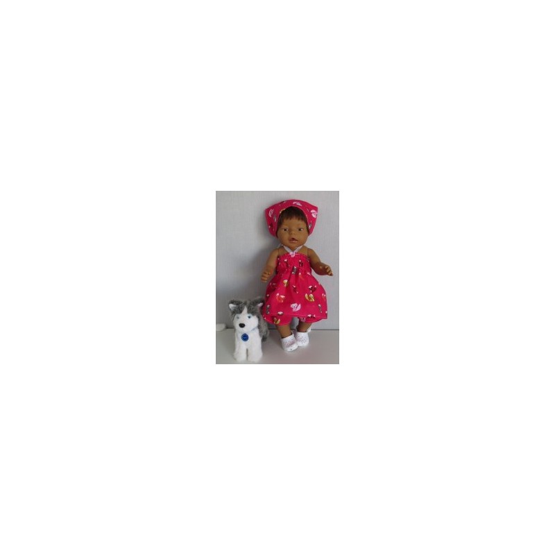 smokjurk setje hard roze met vossen baby born 43cm