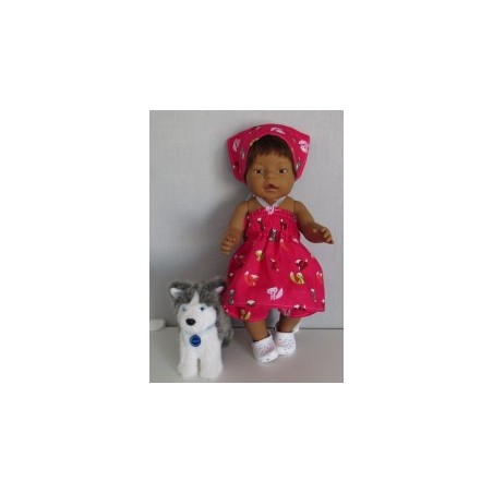 smokjurk setje hard roze met vossen baby born 43cm