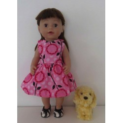 jurk roze met grote bloemen baby born 43cm