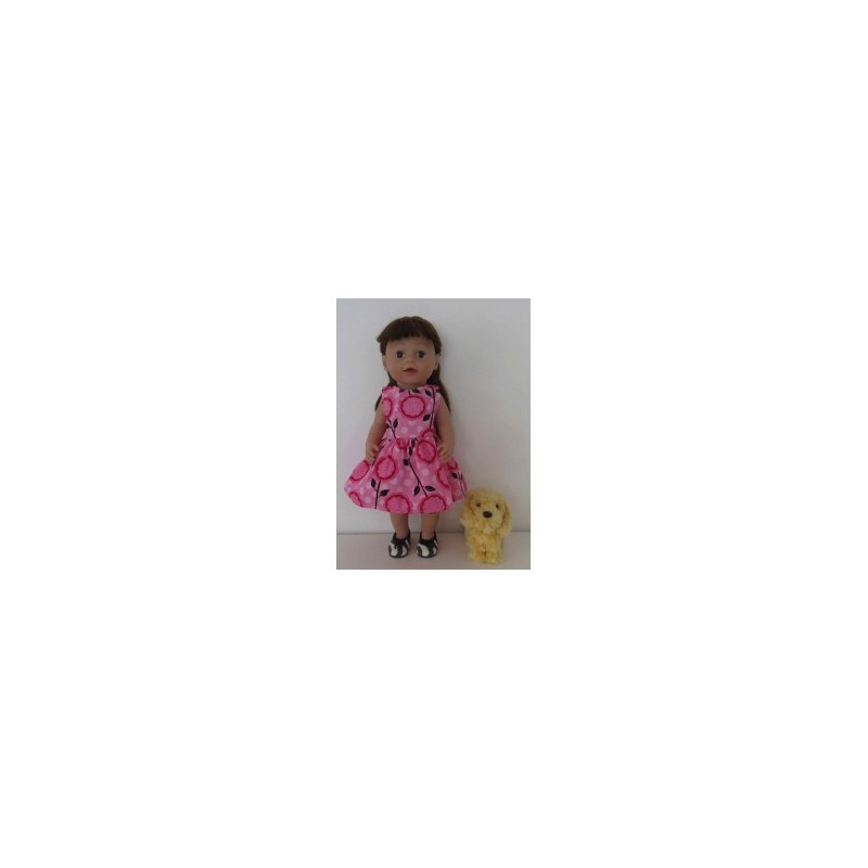 jurk roze met grote bloemen baby born 43cm