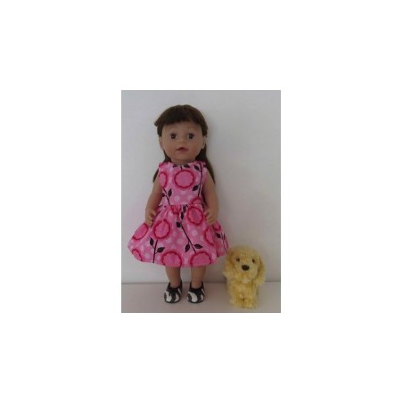 jurk roze met grote bloemen baby born 43cm