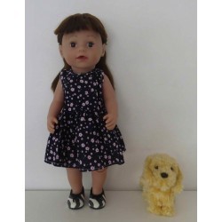 jurk blauw met bloemen roze baby born 43cm