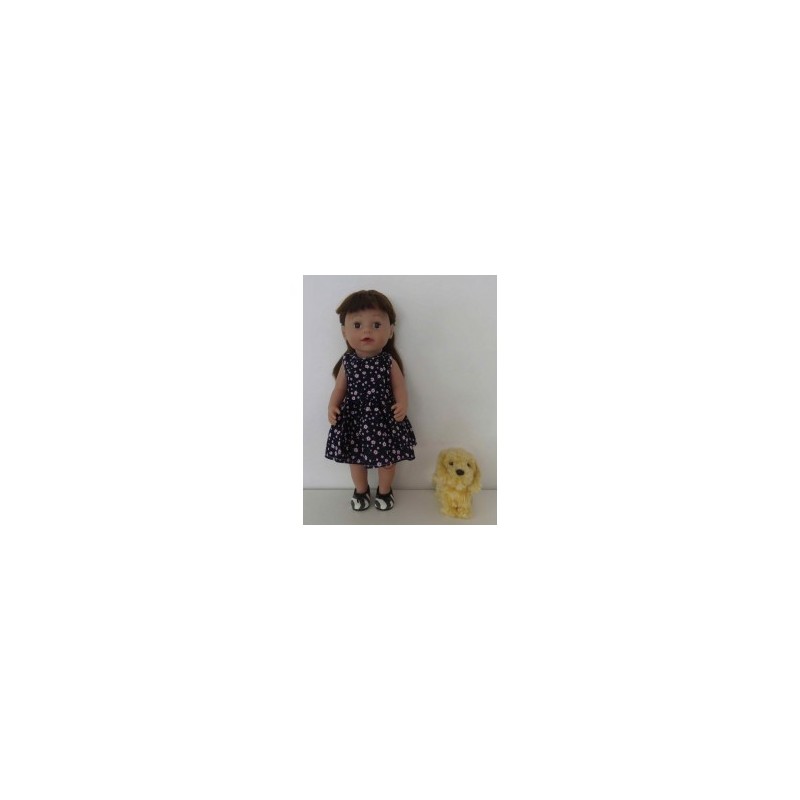 jurk blauw met bloemen roze baby born 43cm
