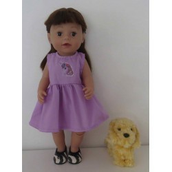jurk lila met eenhoorn baby born 43cm