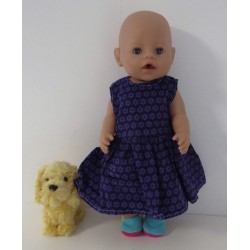 jurk paars met bloemen baby born 43cm