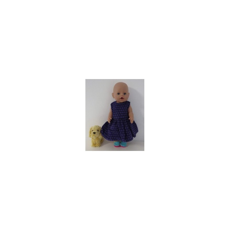 jurk paars met bloemen baby born 43cm