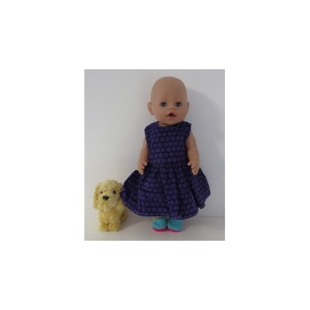 jurk paars met bloemen baby born 43cm