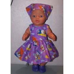 jurk lila donlad duck baby born 43cm
