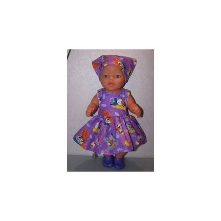 jurk lila donlad duck baby born 43cm