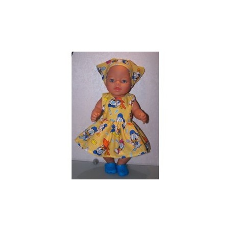jurk geel donald duck baby born 43cm