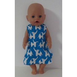 jurk blauw olifanten baby born 43cm