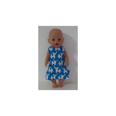 jurk blauw olifanten baby born 43cm
