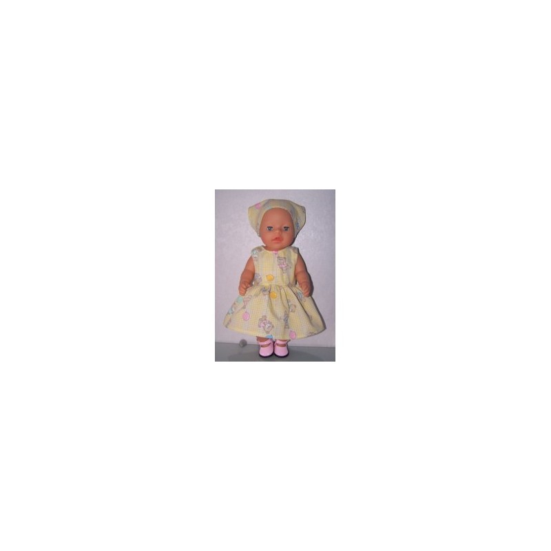 jurk geel met beren baby born 43cm