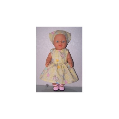 jurk geel met beren baby born 43cm