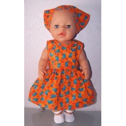 jurk oranje met kikkers baby born 43cm