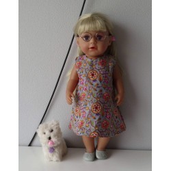 jurk grijs met bloemen baby born 43cm