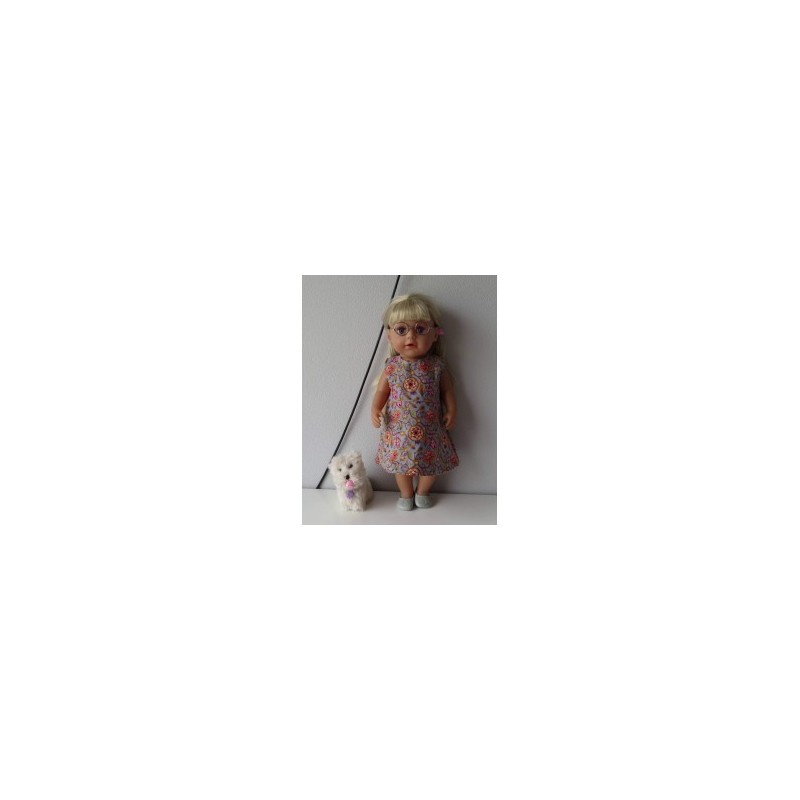jurk grijs met bloemen baby born 43cm