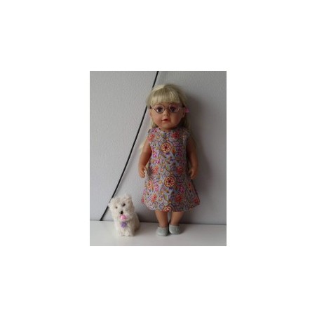 jurk grijs met bloemen baby born 43cm