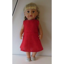 jurk rood broderie baby born 43cm