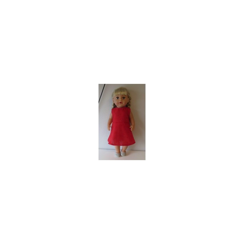 jurk rood broderie baby born 43cm