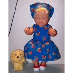 jurk blauw roosjes baby born 43cm