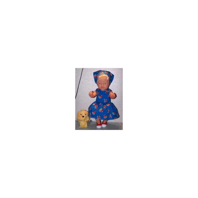 jurk blauw roosjes baby born 43cm