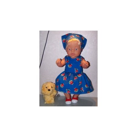 jurk blauw roosjes baby born 43cm
