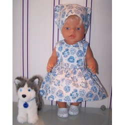 jurk blauw hartjes baby born 43cm