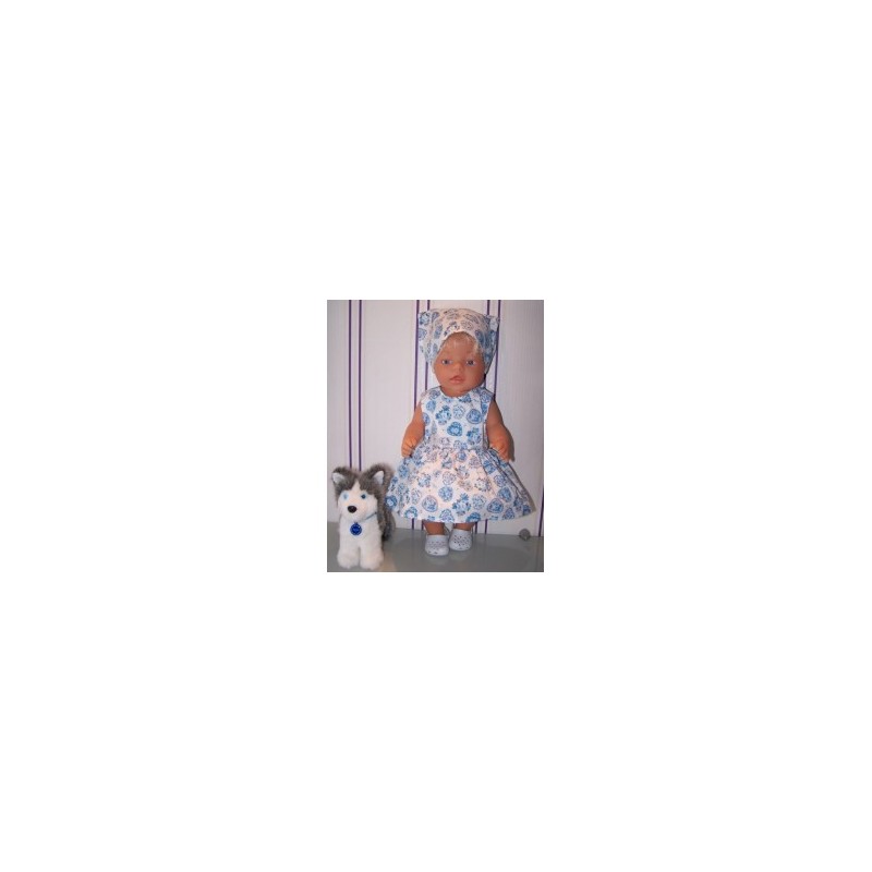 jurk blauw hartjes baby born 43cm