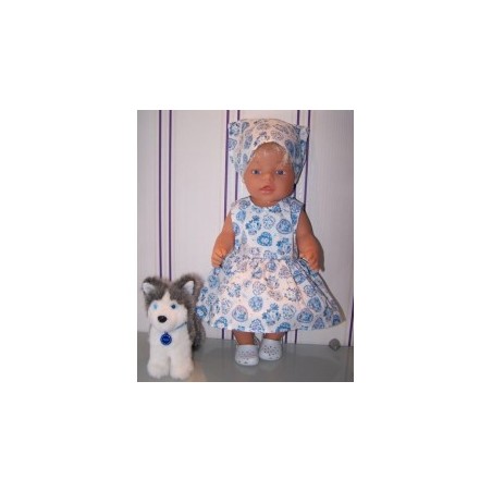 jurk blauw hartjes baby born 43cm
