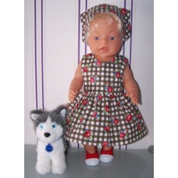 jurk bruin roosjes baby born 43cm