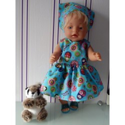 jurk blauw matroeska baby born 43cm