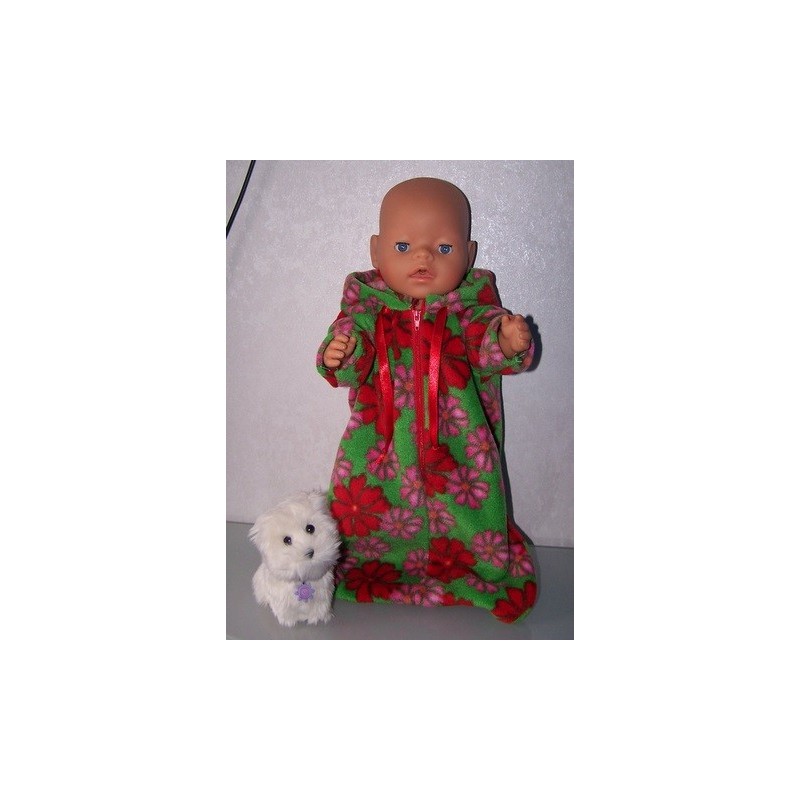 reiszak groen met bloemen rood en roze baby born 43cm