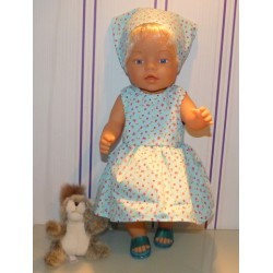 jurk blauw gebloemd baby born 43cm