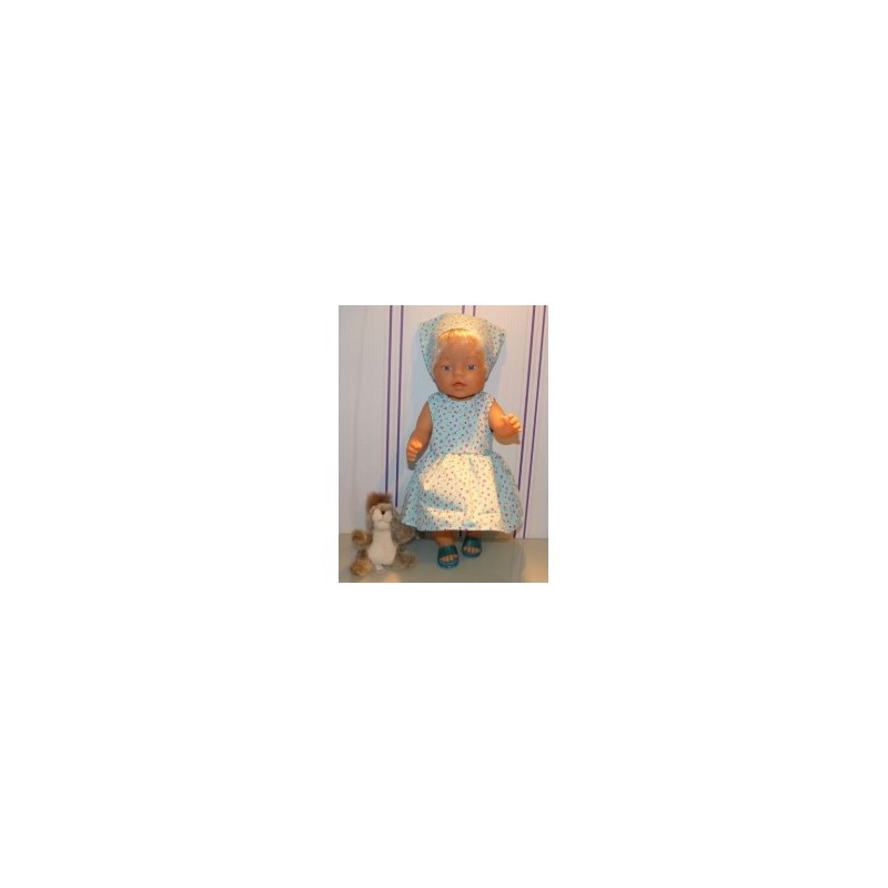jurk blauw gebloemd baby born 43cm