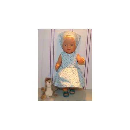 jurk blauw gebloemd baby born 43cm