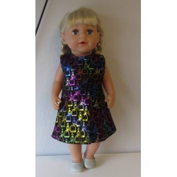 jurk zwart met gekleurd baby born 43cm