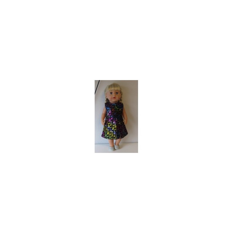 jurk zwart met gekleurd baby born 43cm