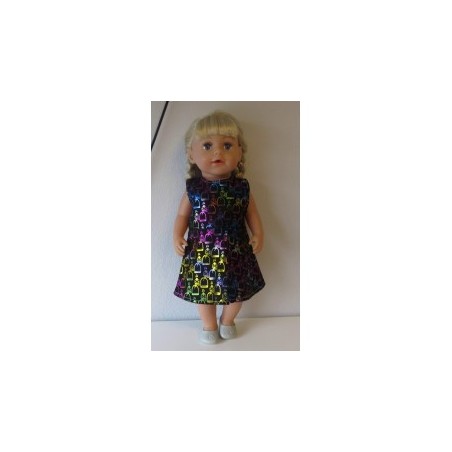 jurk zwart met gekleurd baby born 43cm