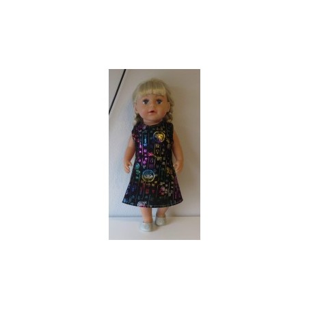 jurk zwart met draken baby born 43cm