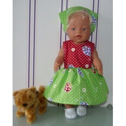 jurk groen met rood lieveheersbeestjes baby born 43cm