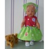 jurk groen met rood lieveheersbeestjes baby born 43cm