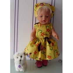 jurk dora geel  baby born 43cm