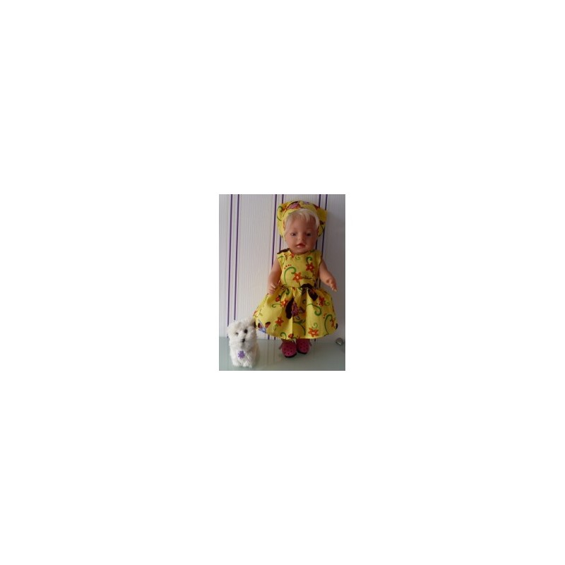 jurk dora geel  baby born 43cm