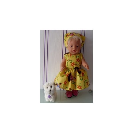 jurk dora geel  baby born 43cm